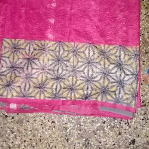 Pink Netted Saree