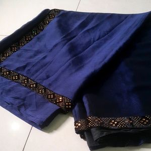 Navy Blue Border Saree