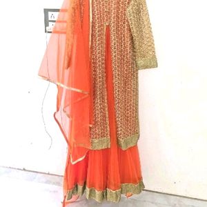 Beautiful Orange Indo Western Gown