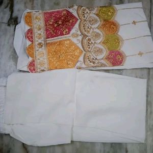 Kurti Pant With Embroidery