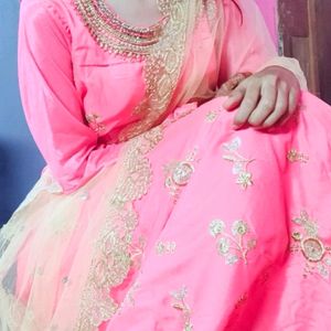 Embroidery Long Gown With Super Work Dupatta