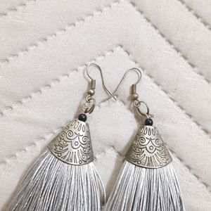 Silver Colour Thread Earrings