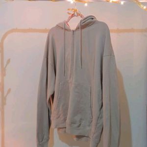 Beige Baggy Zipper Hoodie