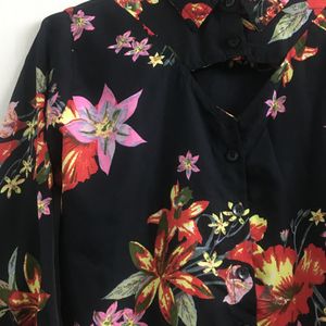 Women Black Floral All Over Printed Shirt