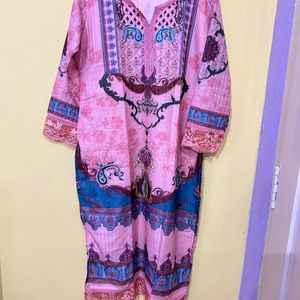 Peach Pakistani Kurta Set Sequins Work