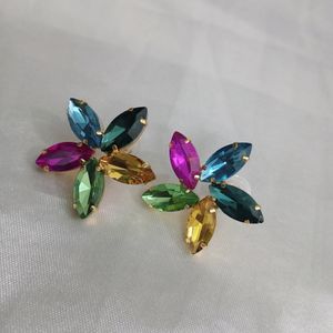 Korean Glassstone Floral Earrings