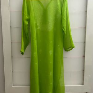 Green Georgette Chikankari Kurta