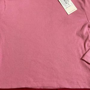 Pink Ribbed Crop Top