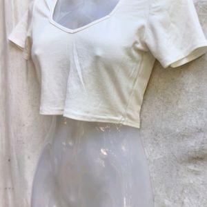 PRETTYLITTLETHINGS SEXY OFF WHITE CROP TOP