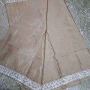 Beige Silk Saree With Embroidery Work