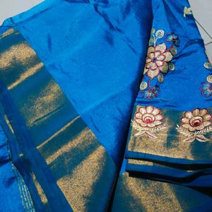 Cotton Silk Peacock Blue Saree 💙