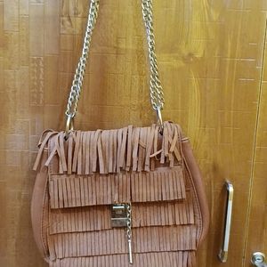 Cute Chain Sling Bag With Tassels