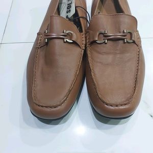 GENUINE LEATHER DARK TAN UNUSED LOAFERS FOR MEN