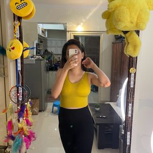 Backless Padded Mustard Crop Top