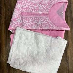 Beautiful Cotton Chikankari Kurta Bottom Set