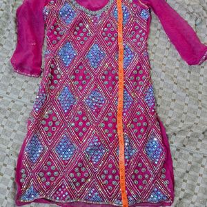 Georgette Kurta Full Front Work