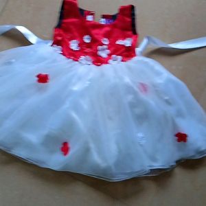 Red And White Kids Dress. Size 16