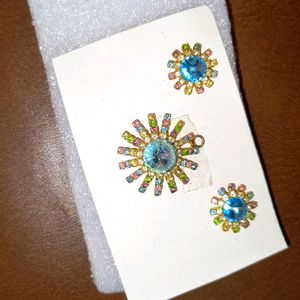 Two Multicolour stud With pendant