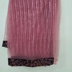 Net  Saree With Sequence Velvet Blouse Pie