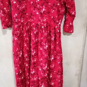 Red Floral Printed Kurti