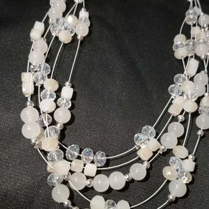 White Beads Double Layers Necklace Set