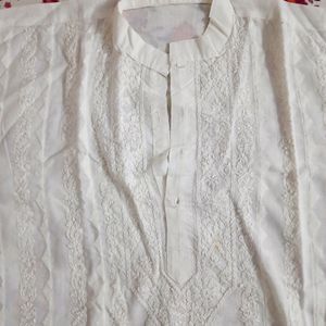 Men White Chikankari Kurta 6