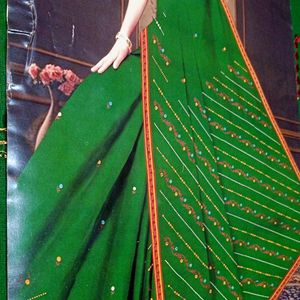 Cotton Green Saree