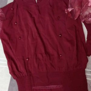 Maroon Balloon Style Top