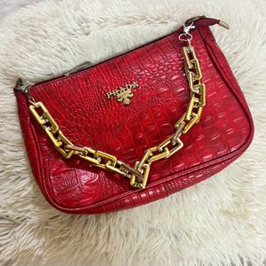 Prada Bag With Chunky Gold Chain