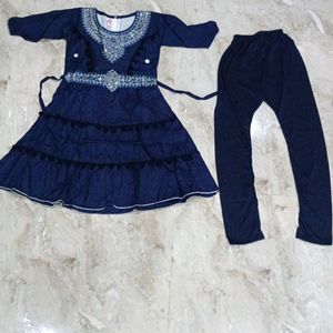 10-12 Years Girls Frock Leggings Set