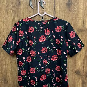 Urbanic Black Top With Red Roses