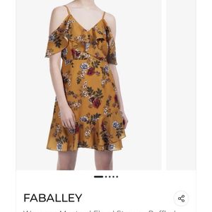 Mustard Floral Dress | Faballey