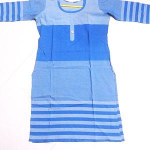 Blue Striped Combo Purple White Cotton Kurta