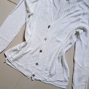 White Full Sleeve Knit Top