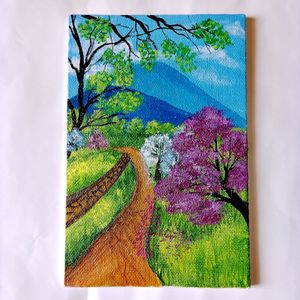 Spring Trees Acrylic Canvas Board (HANDMADE)