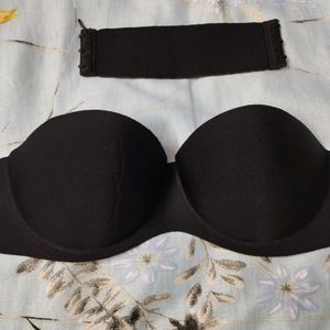 Strapless Push Up Black Bra