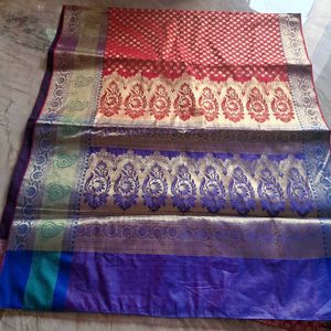 Red Banarasi Saree Completely New