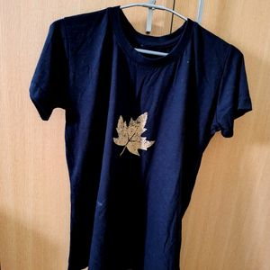 Autumn Maple Leaf Black T Shirt