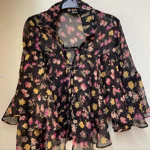 Nuon westside printed Black Top Cum Shirt And Shrug