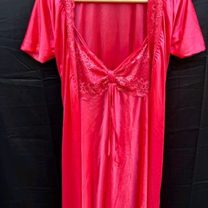 Night pink satin silk three pieces dress