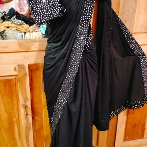 Beautiful Black 🖤 Saree With Blouse