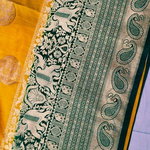 Dussehra Traditional Elephant Design Banarasi Silk