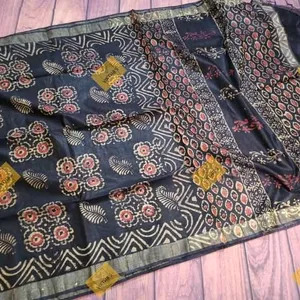 Black Linen Cotton Saree