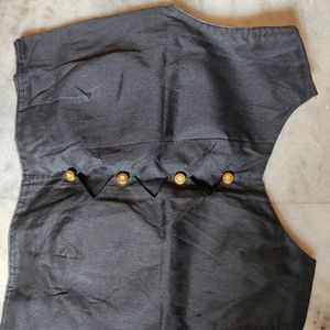 price slash!!! A black raw silk designer blouse for sale.