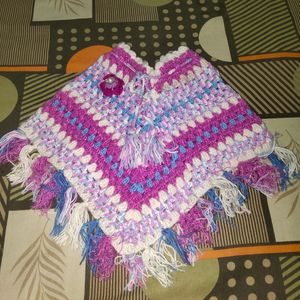 Multi Wool Handknit Kids Winter Poncho