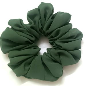 Dark Sage Green Fluffy Scrunchie