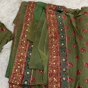 Green Heavy Work Saree