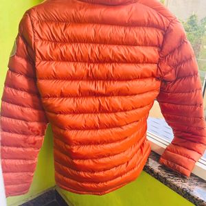 Orange puffer packable jacket