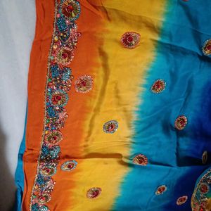 Heavy Work Partywear Multicolour Silk Saree
