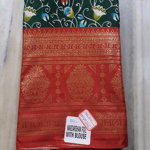 Green Color Dola Foil Saree (Nandhi Design)